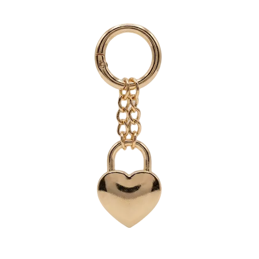 Heart Gold Plated Padlock Charm for Purses