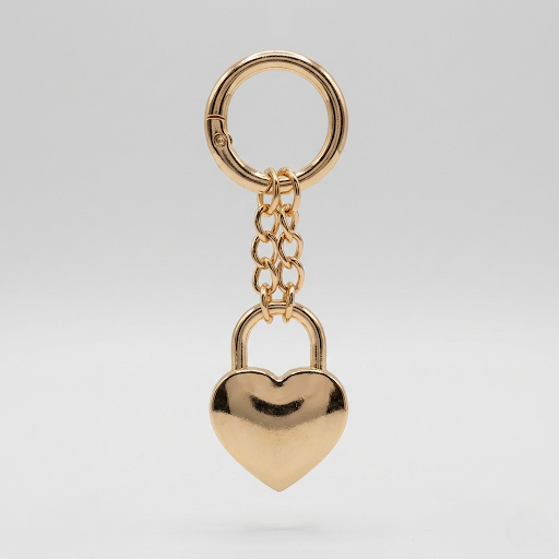 Heart Gold Plated Padlock Charm for Purses