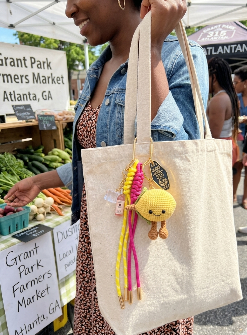 Twisted Lemonade Amigurumi & Macrame Bag Charm | Handcrafted Cocktail Vibe for Your Tote