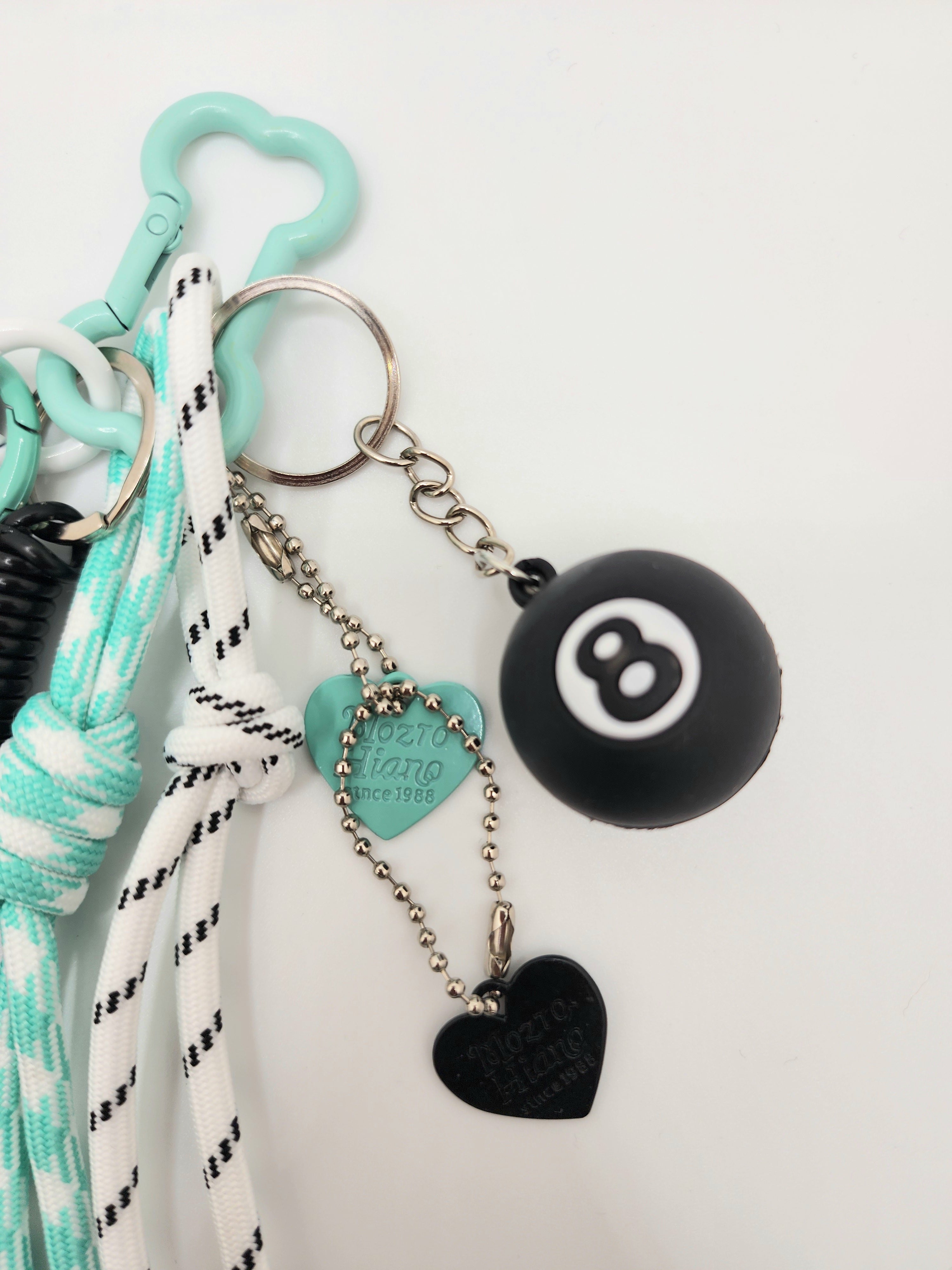 Heartbreak Club: Black & Mint Layered Bag Charm / Keychain