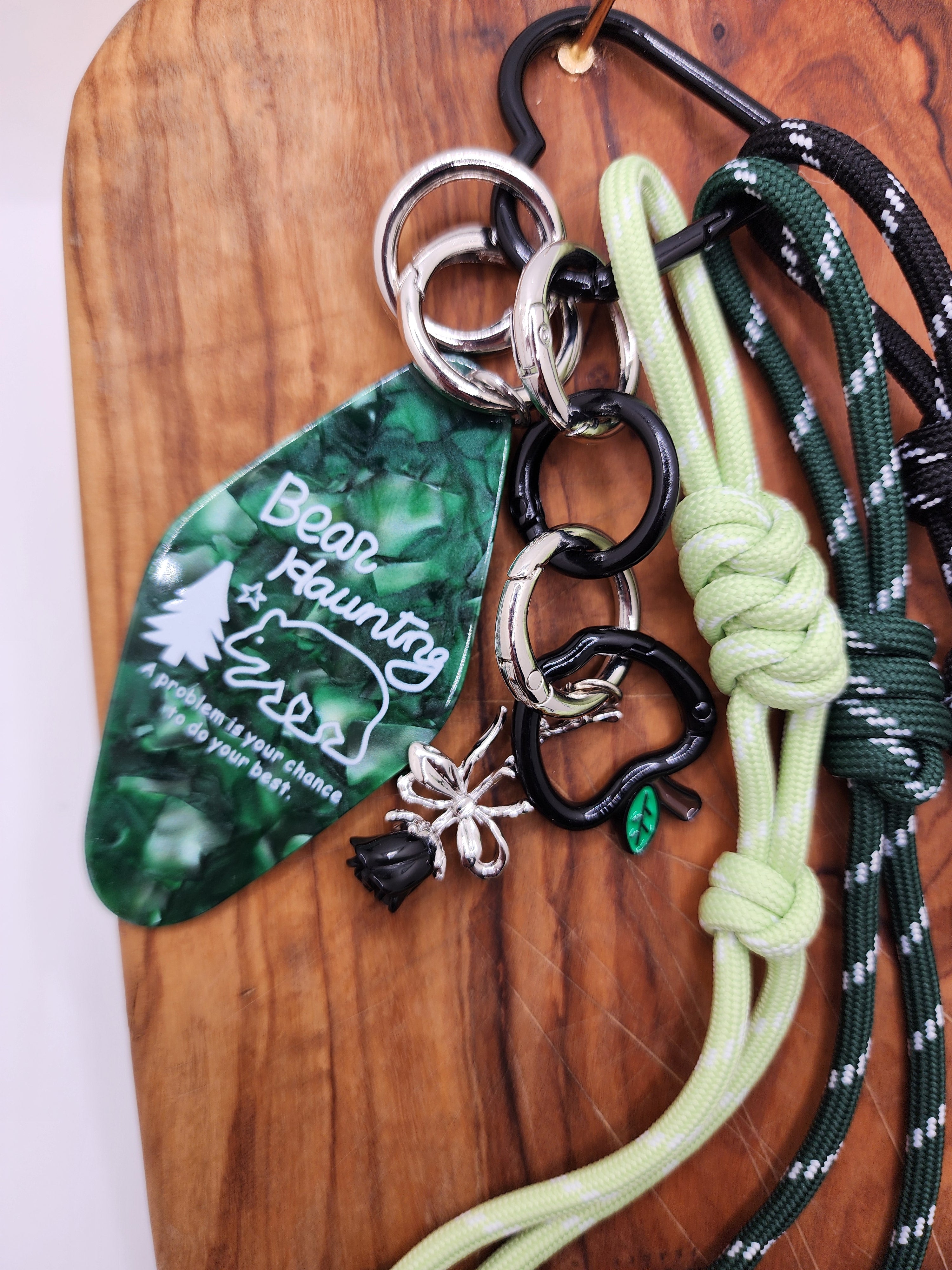 Bear Haunting Bag Charm - Green & Black