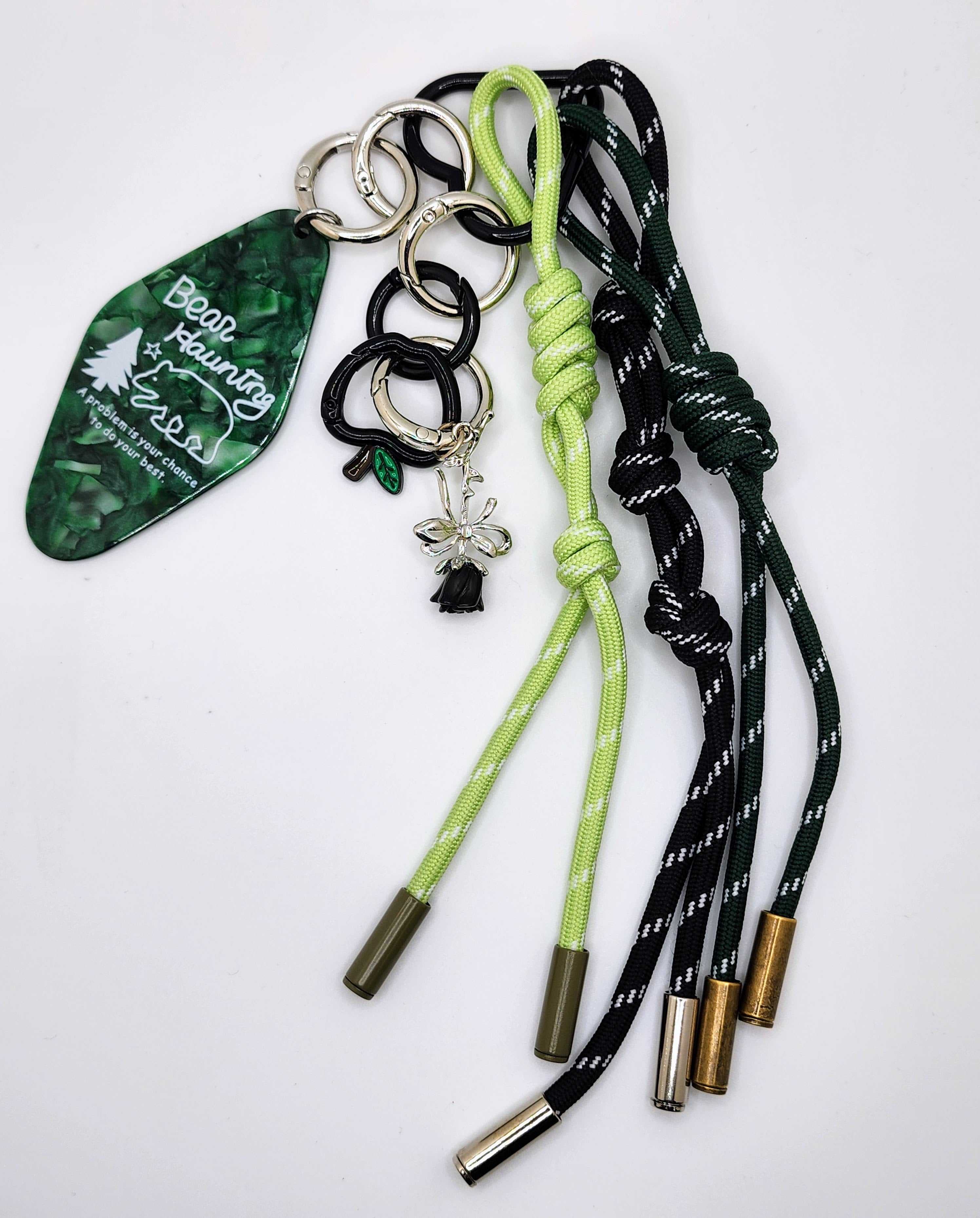 Bear Haunting Bag Charm - Green & Black