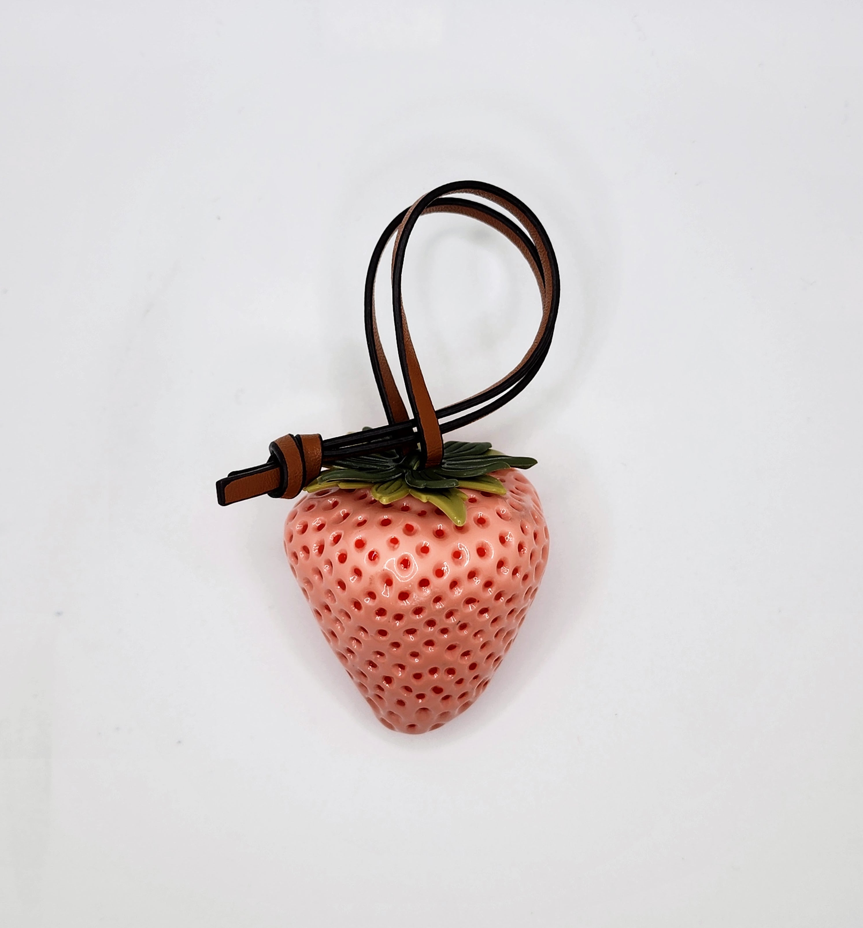 Glossy Strawberry Bag Charm Red and Pink Strawberry Purse Accessory