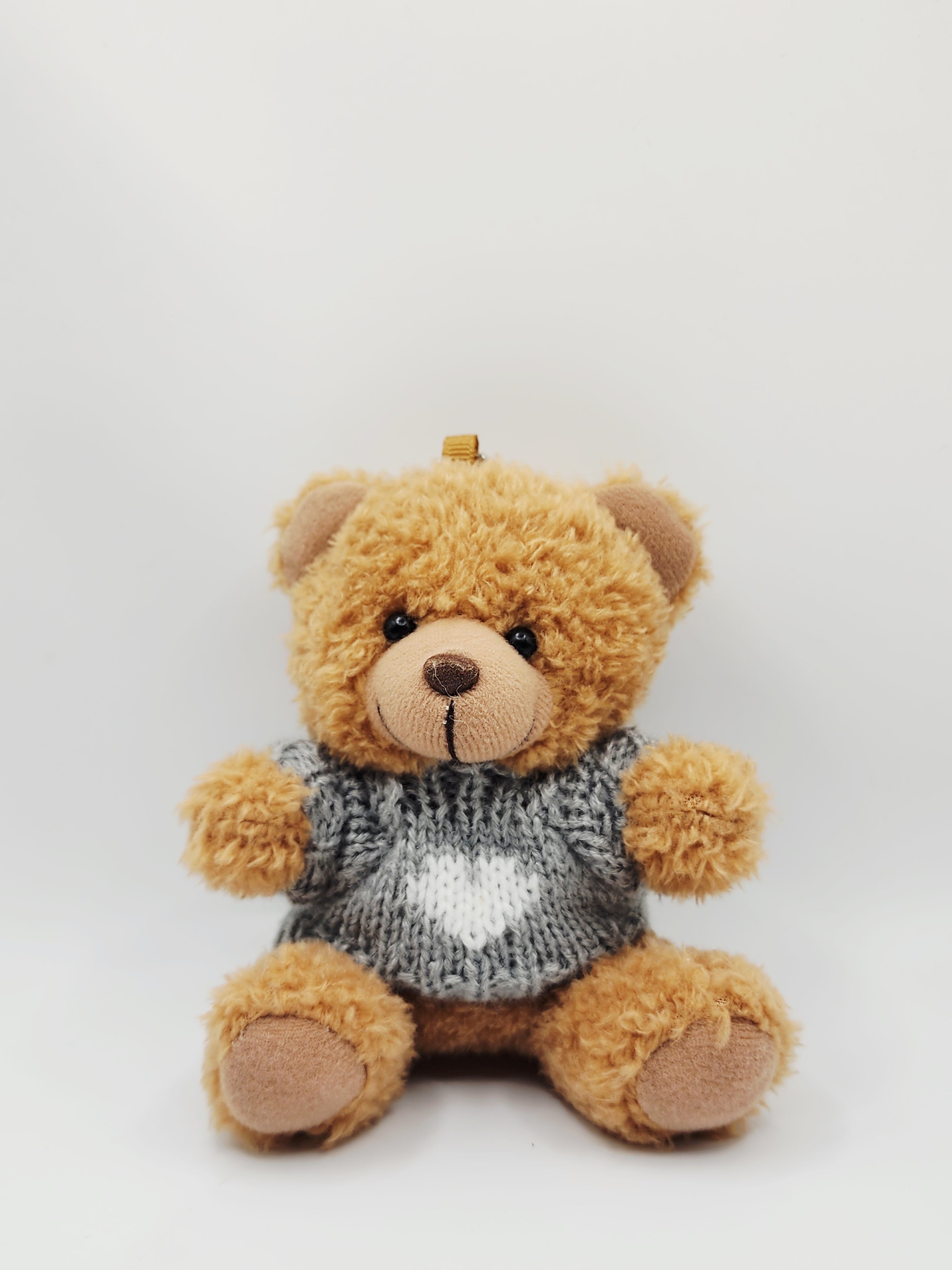Shaggy Sweatered Teddy Bear Keychain