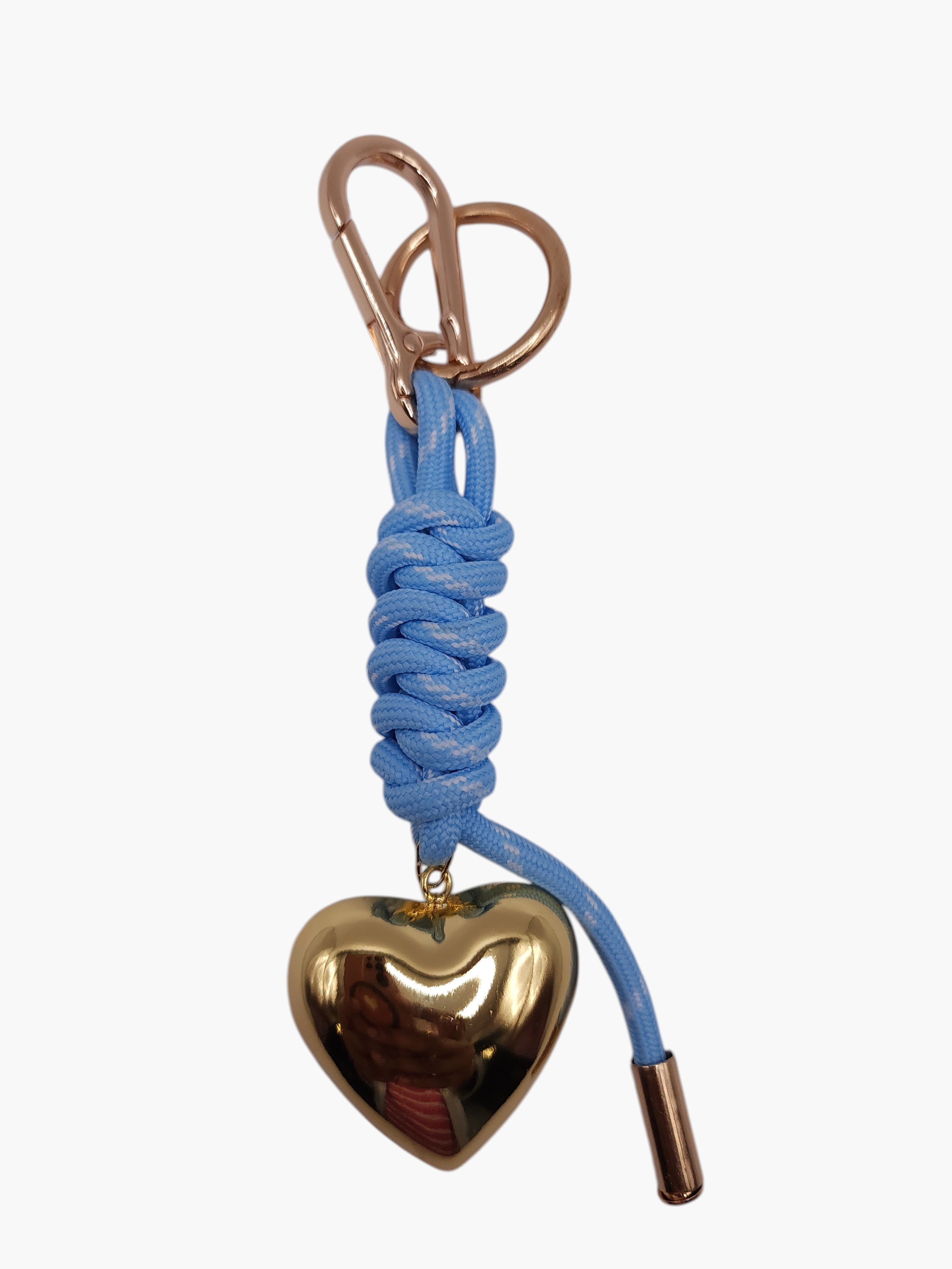 Engraved Gold Heart Monogram Keyring - Paracord and Rose Gold Hardware