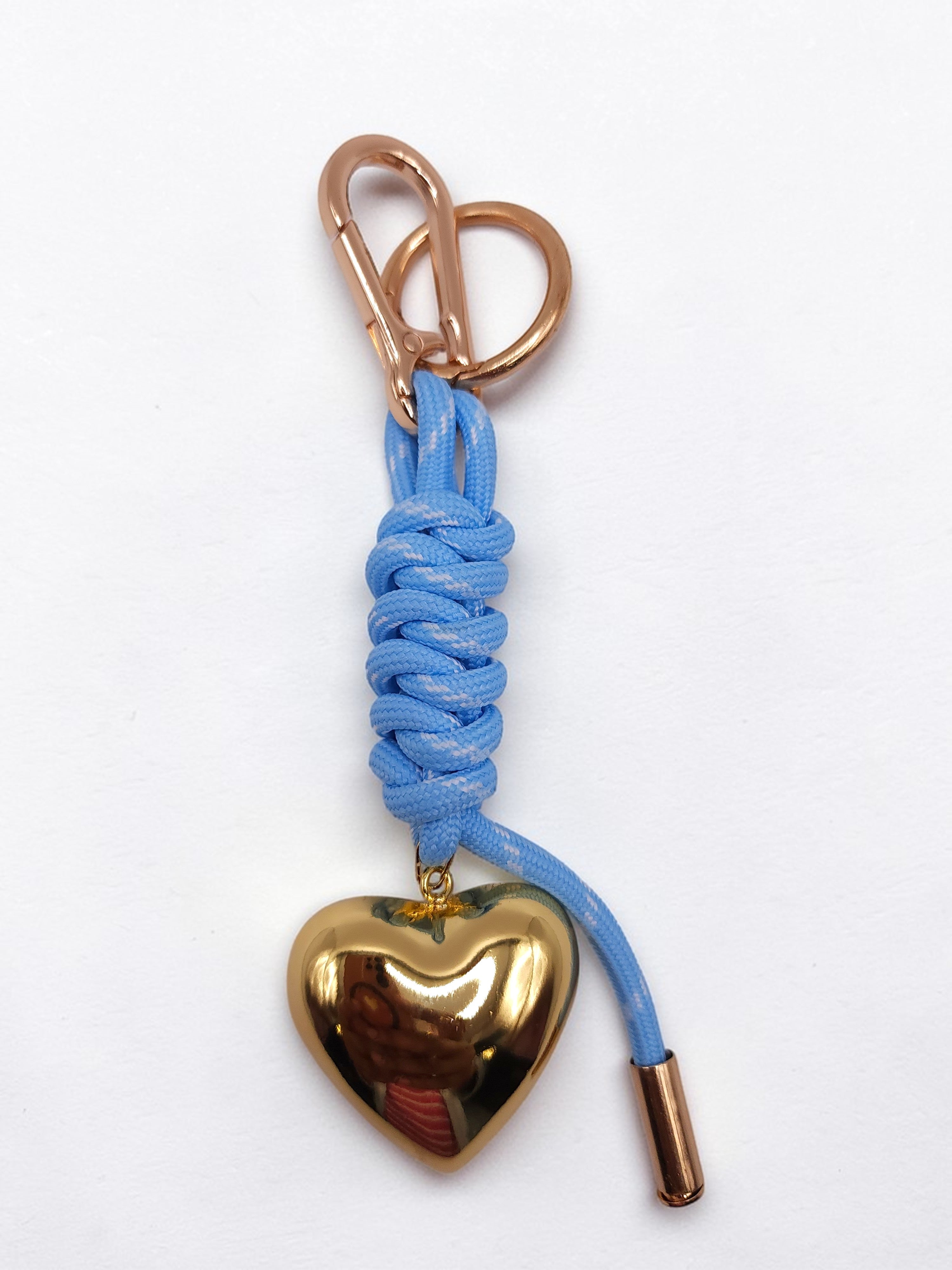 Engraved Gold Heart Monogram Keyring - Paracord and Rose Gold Hardware