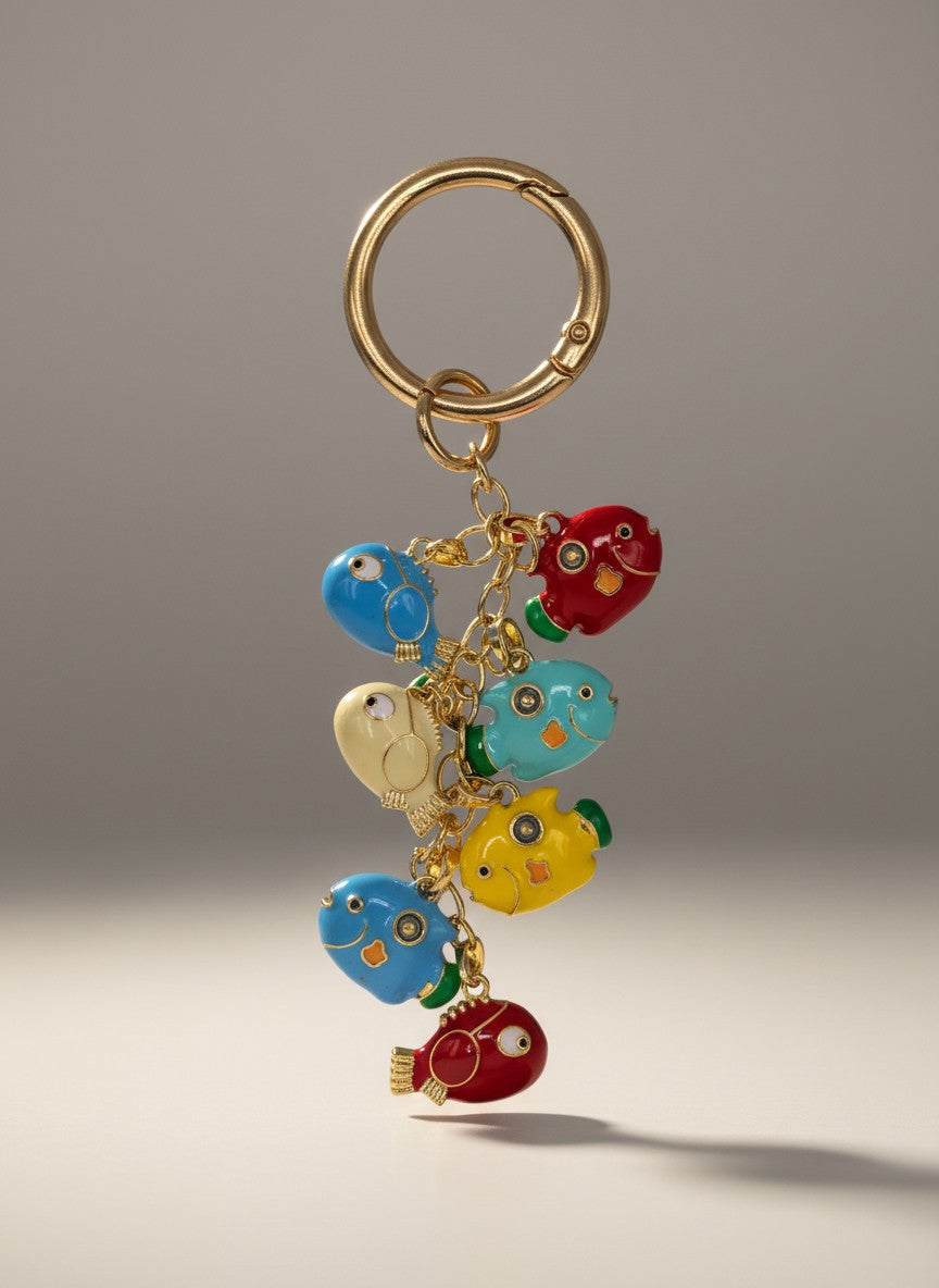 The "School of Color" Enamel Fish Bag Charm | Classic Clasp