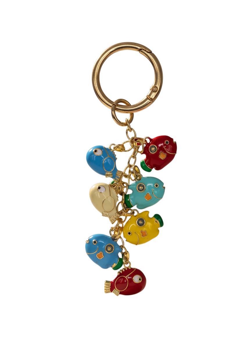 The "School of Color" Enamel Fish Bag Charm | Classic Clasp