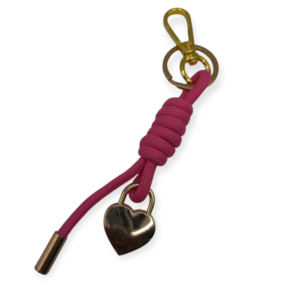 The Pink Heart Padlock Braided Lanyard