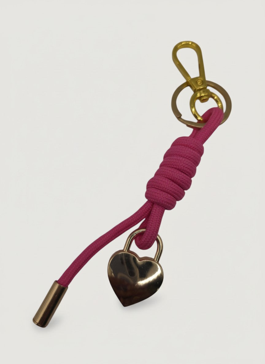 The Pink Heart Padlock Braided Lanyard