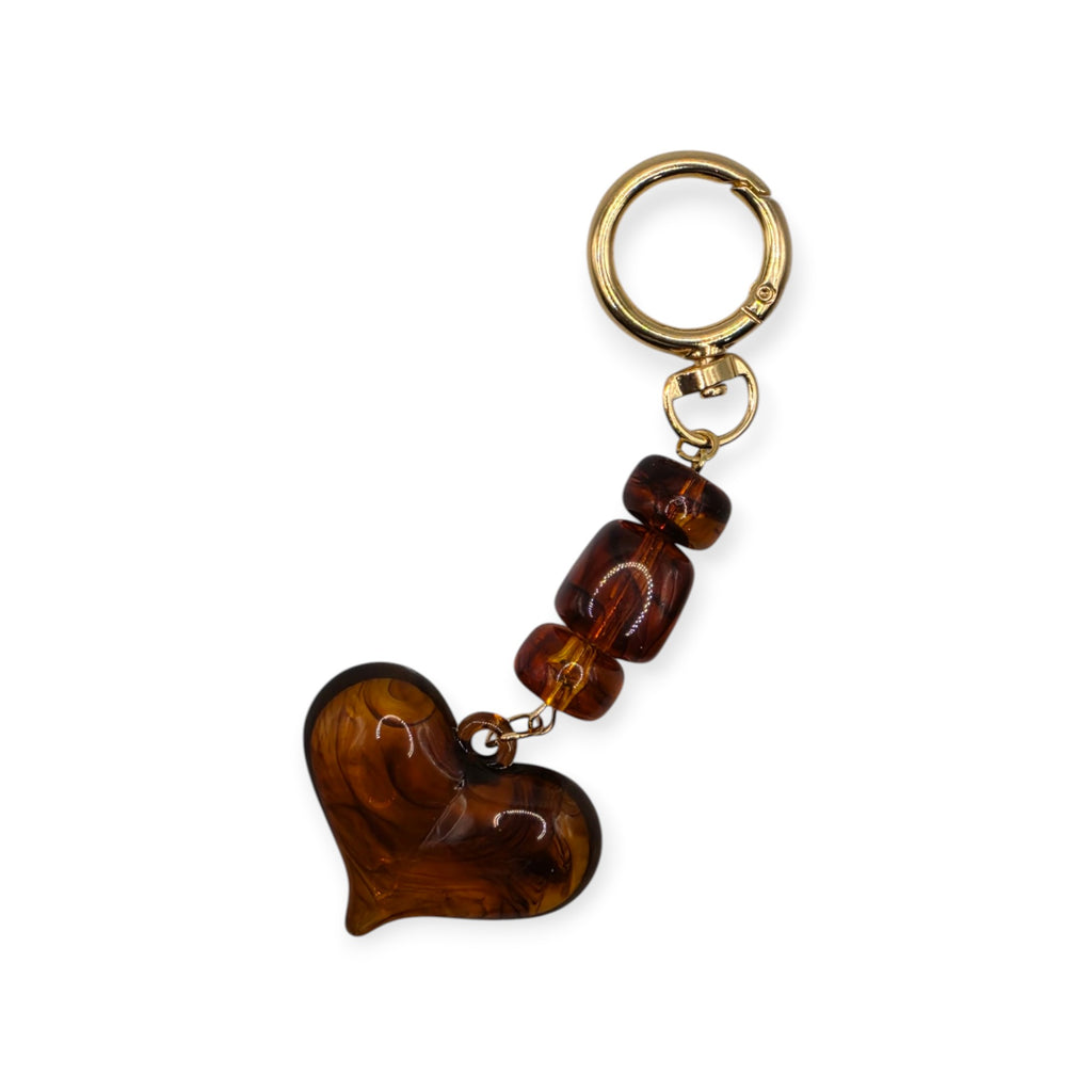 The Amber Tortoiseshell Heart Bag Charm