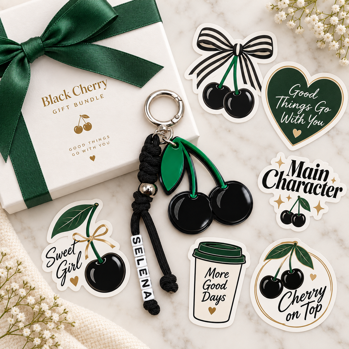 The Black Cherry Personalized Bag Charm