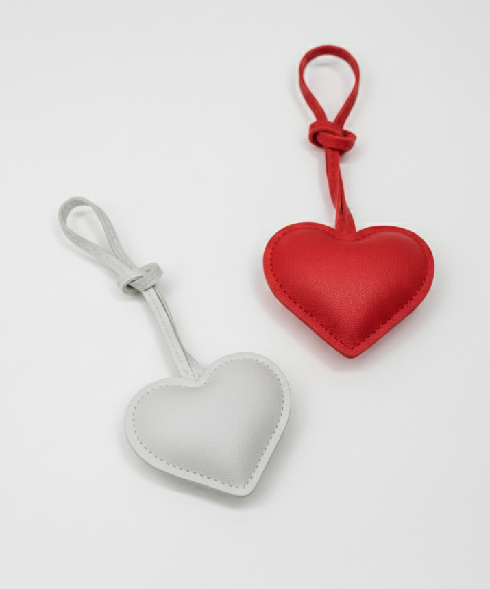 Puffy Leather Heart Charm