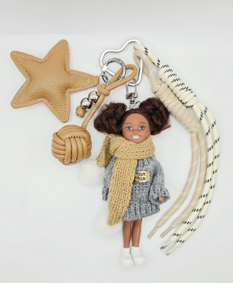 The Kelli Doll Bag Charm – Cream &amp; Heather Gray Edition