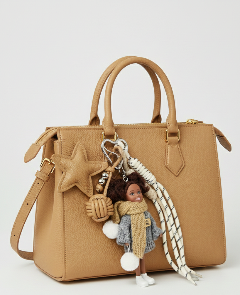 The Kelli Doll Bag Charm – Cream &amp; Heather Gray Edition