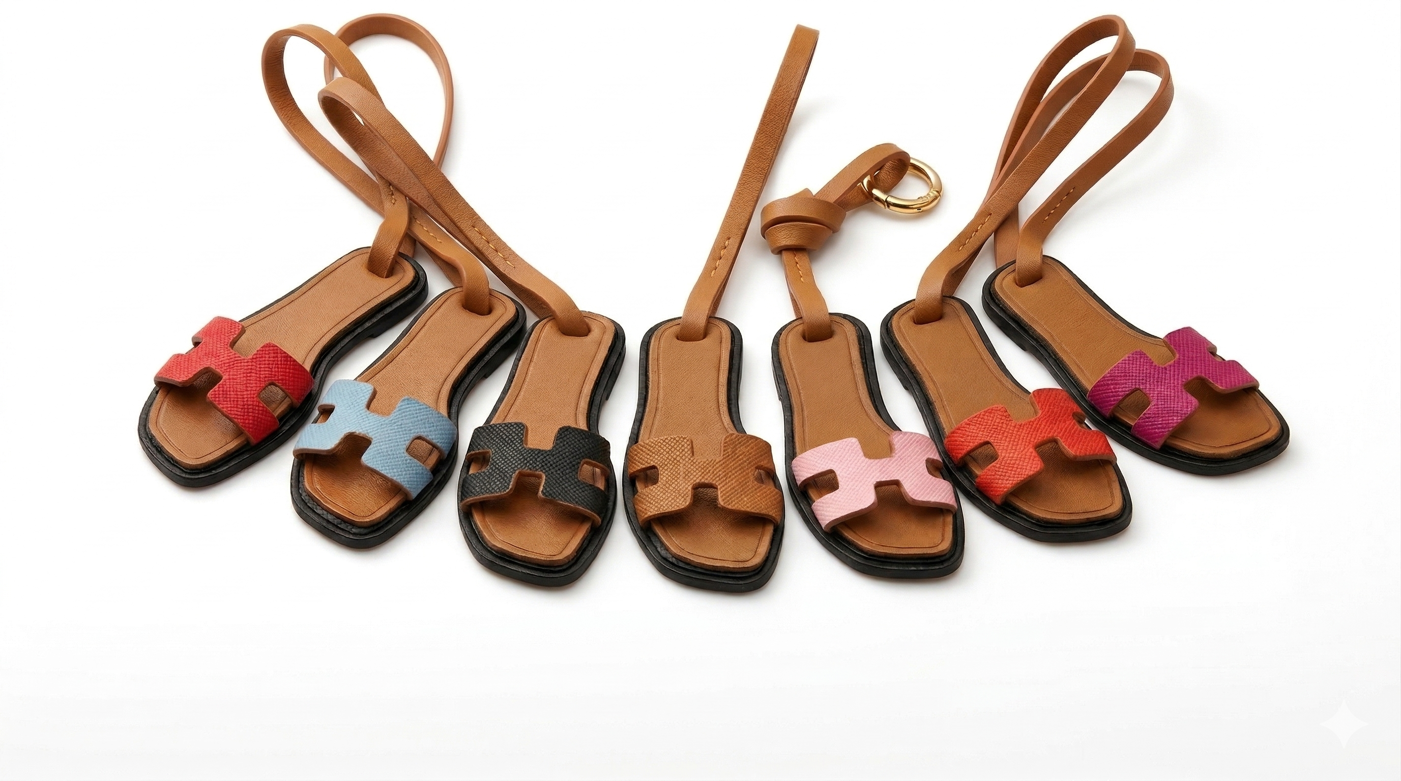 Miniature H-Strap Leather Sandal Bag Charm