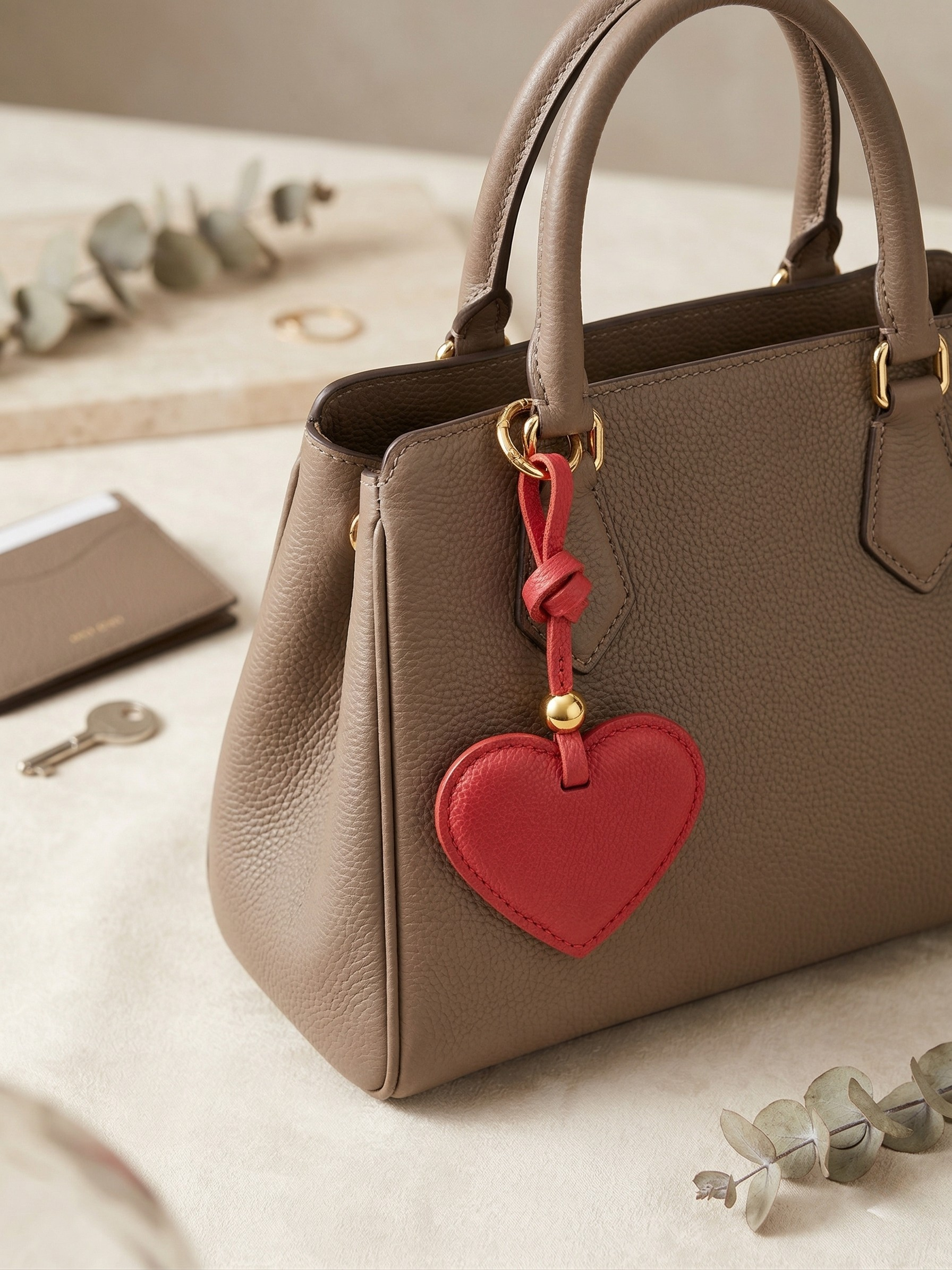 Grained Leather Heart Charm