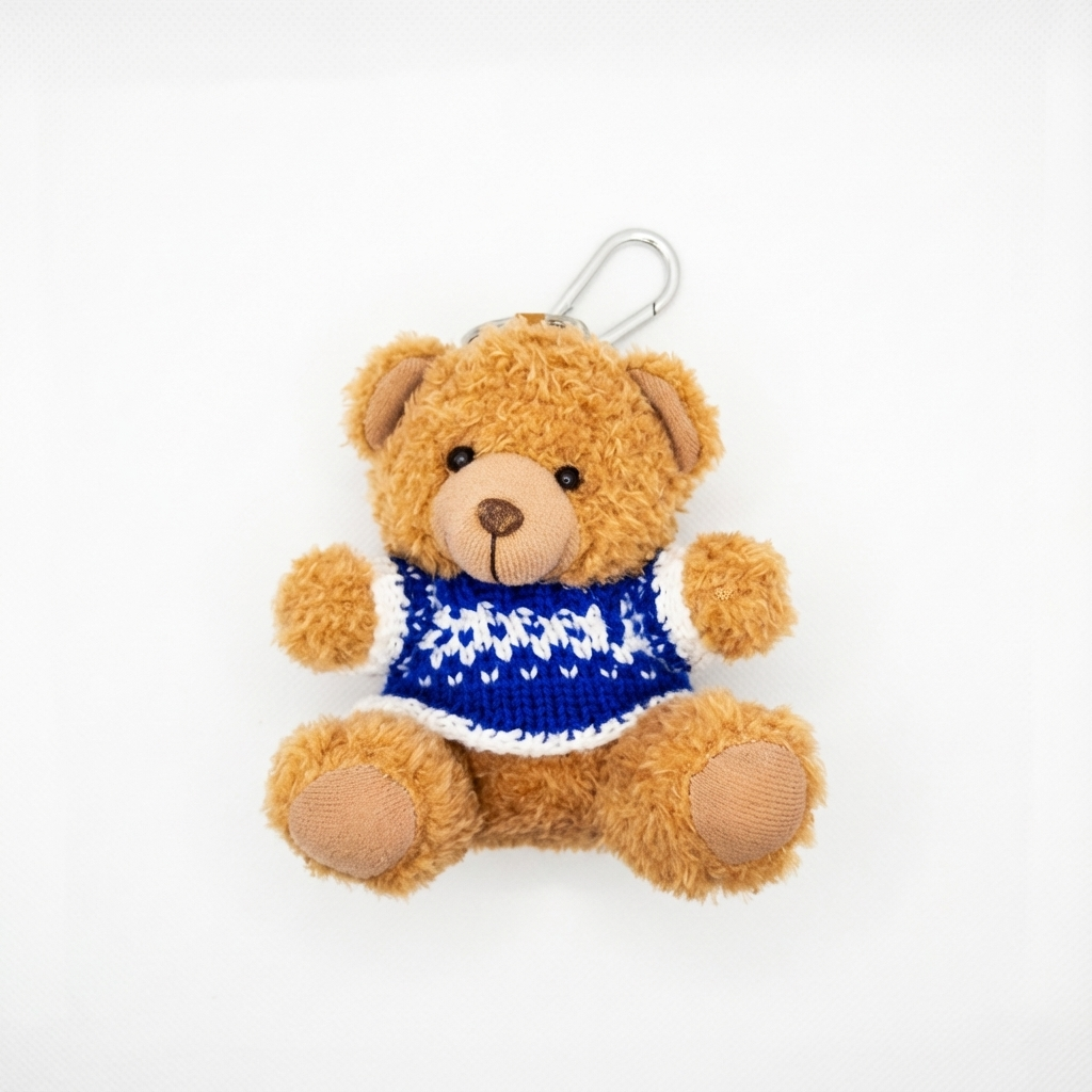Shaggy Sweatered Teddy Bear Keychain