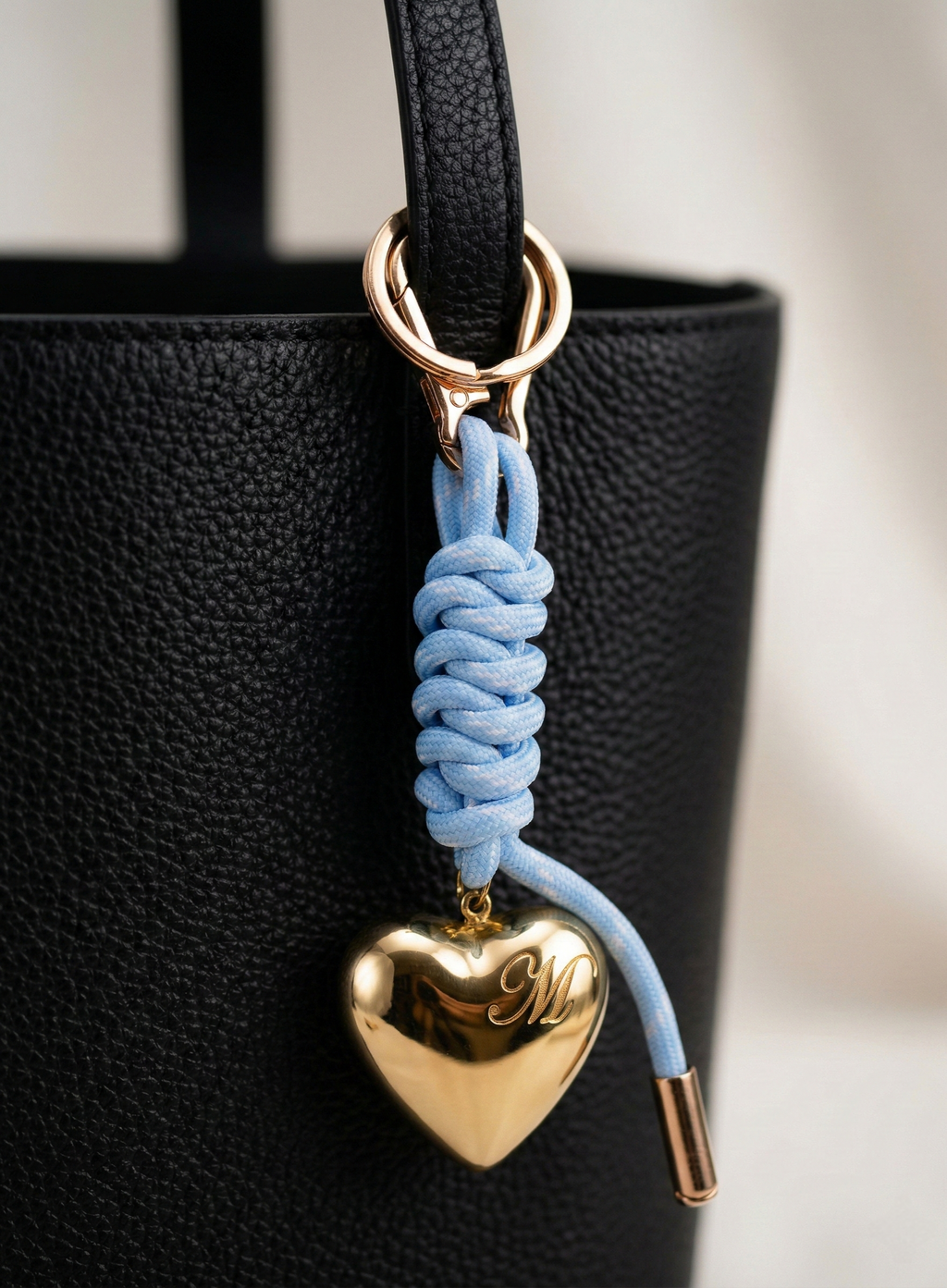 Engraved Gold Heart Monogram Keyring - Paracord and Rose Gold Hardware