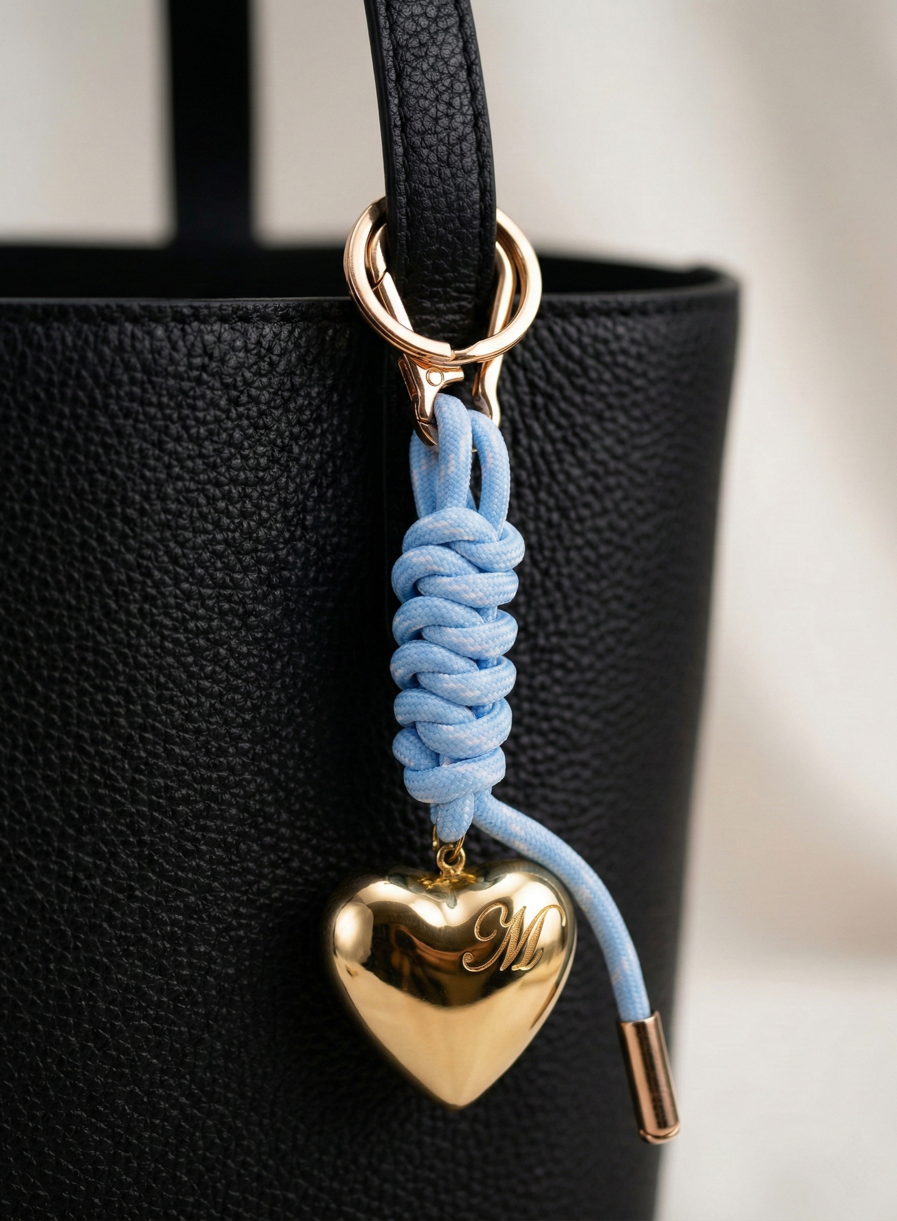 Engraved Gold Heart Monogram Keyring - Paracord and Rose Gold Hardware