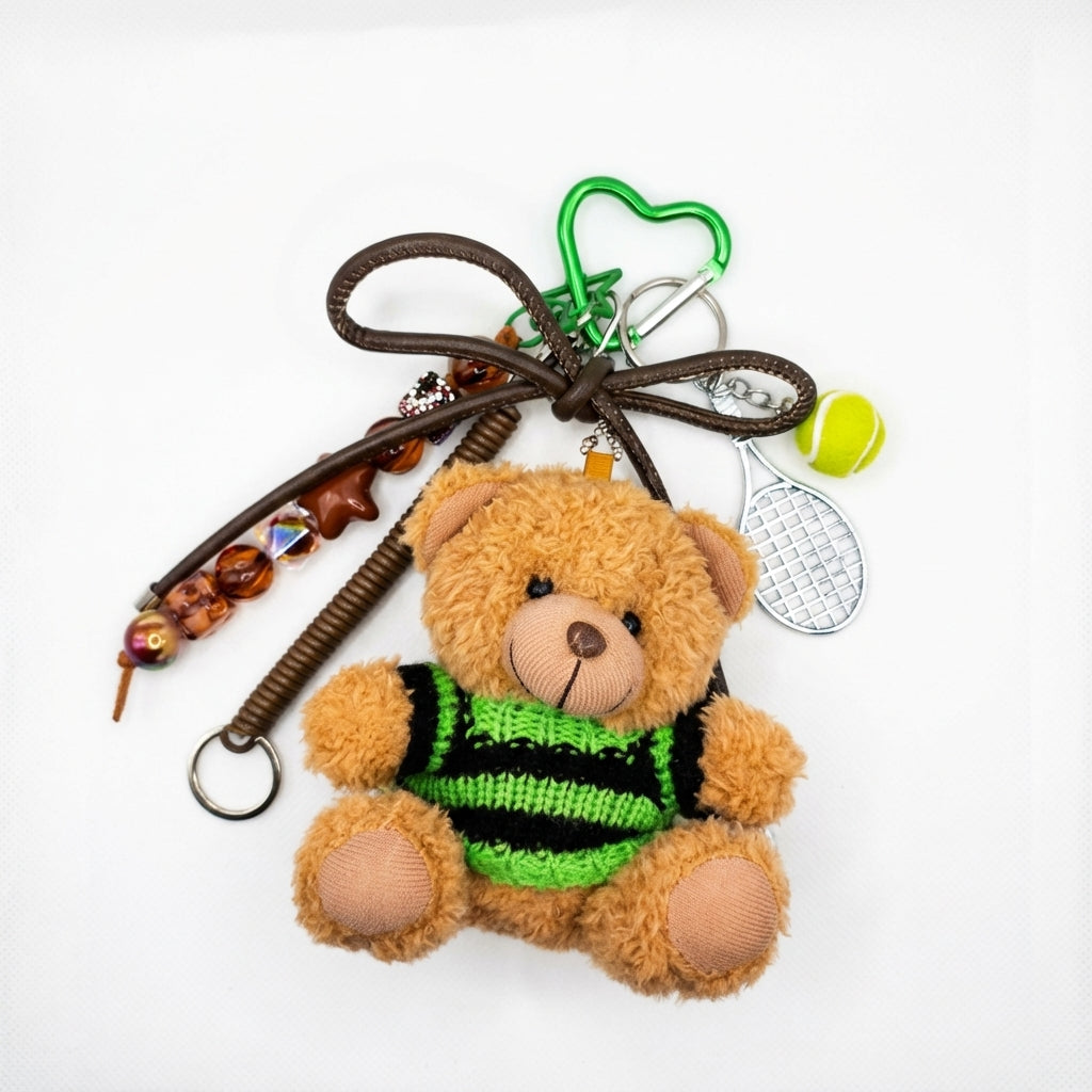 Sporty Bear & Tennis Enthusiast Bag Charm
