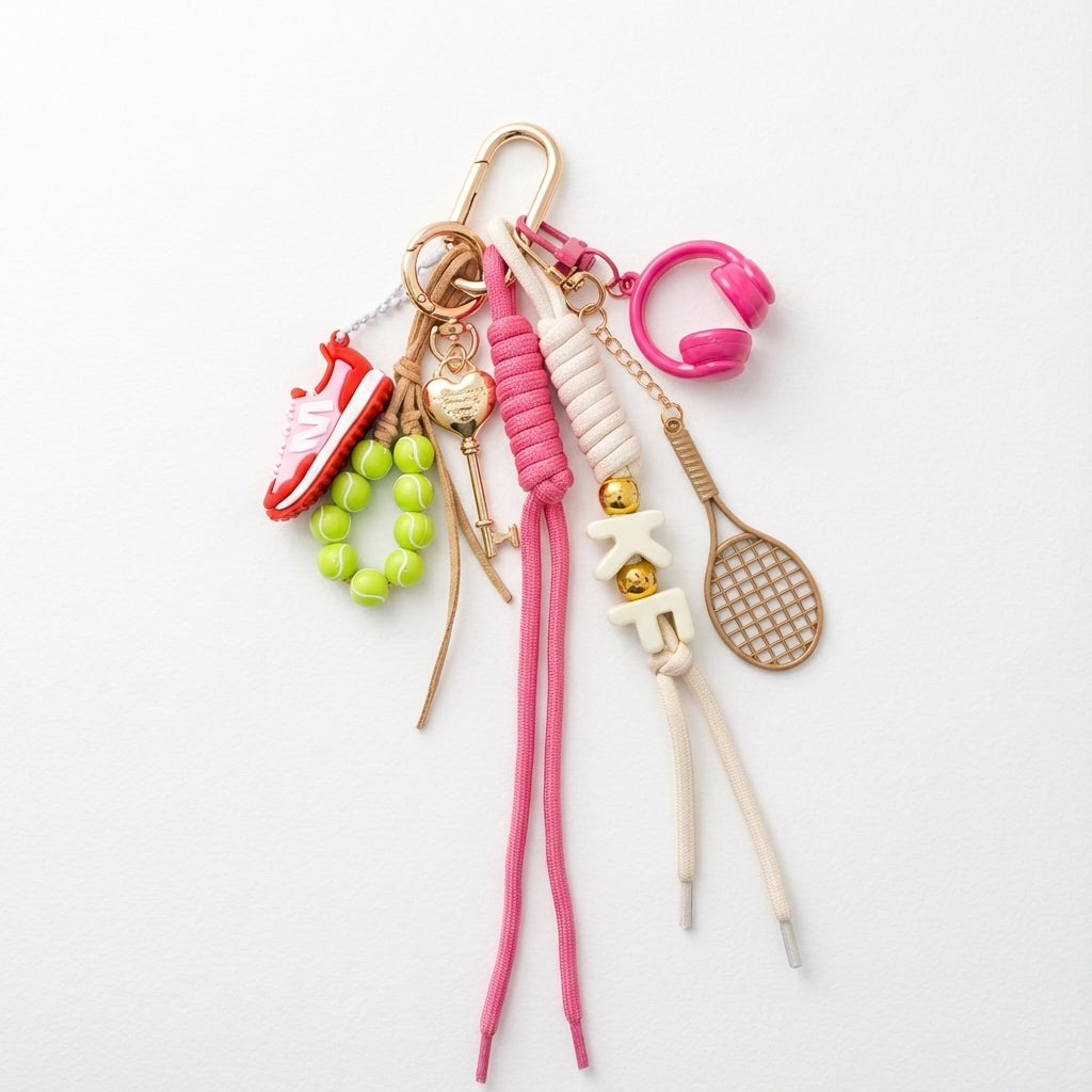 Sports Chic Tennis Bag Charm/Keychain