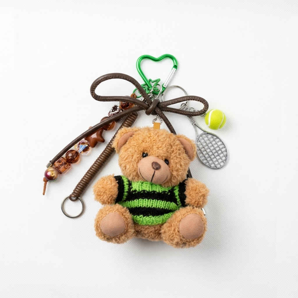 Sporty Bear & Tennis Enthusiast Bag Charm