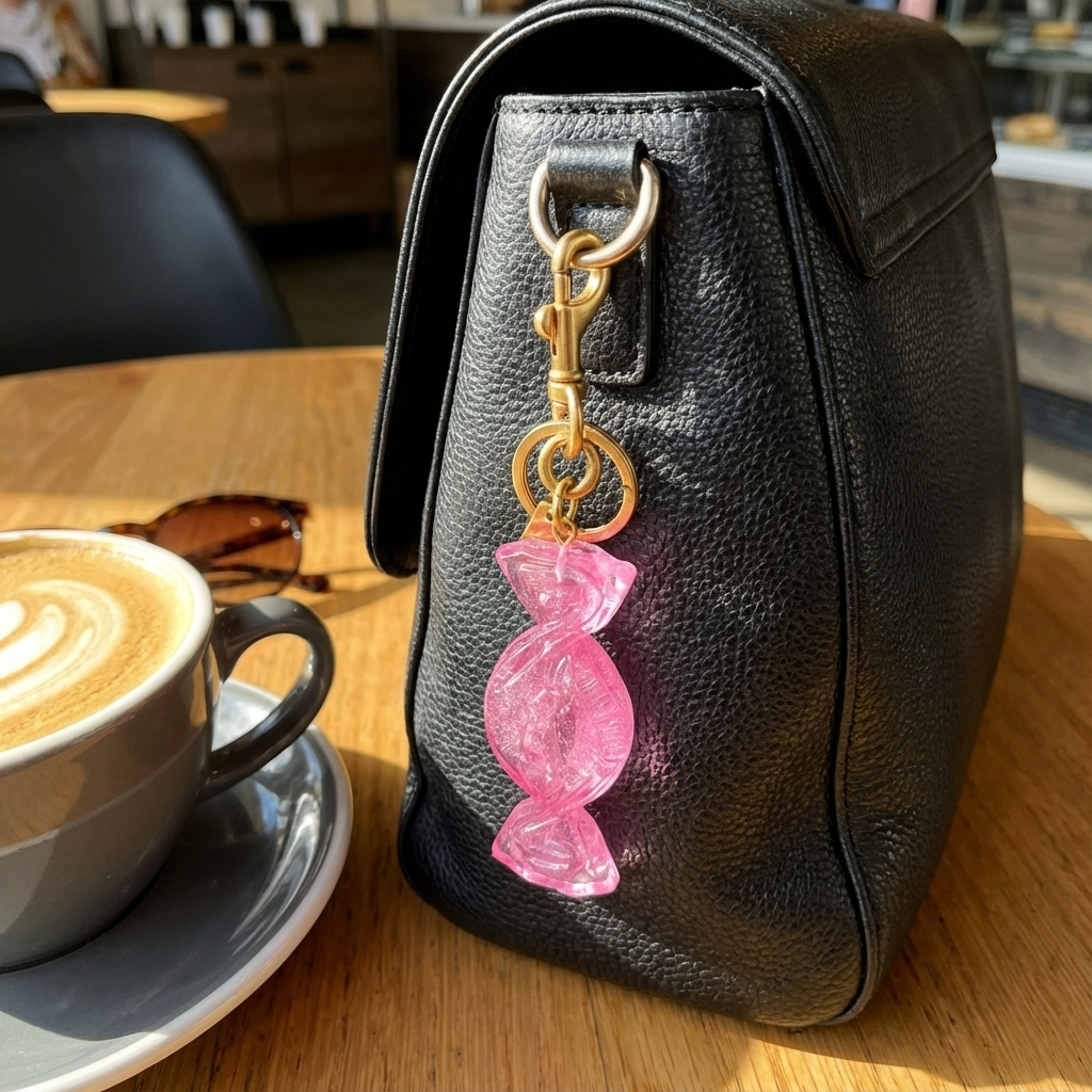 Sparkle "Grape" Candy Bag Charm Keychain