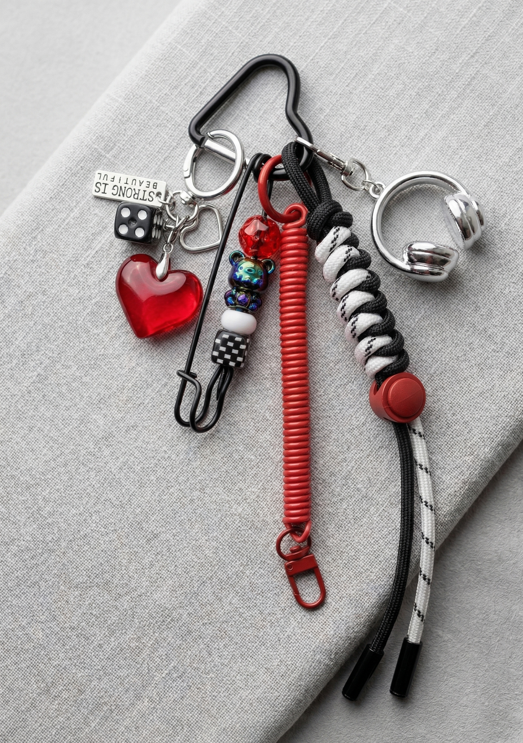Red Heart Safety Pin Charm