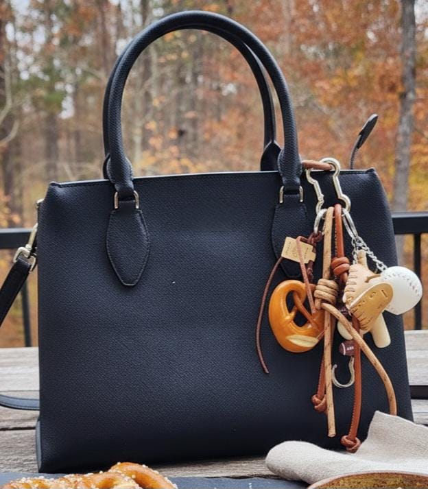 Sports & Snack Lover's Delight Bag Charm - Baseball, Football, and Pretzel Keychain