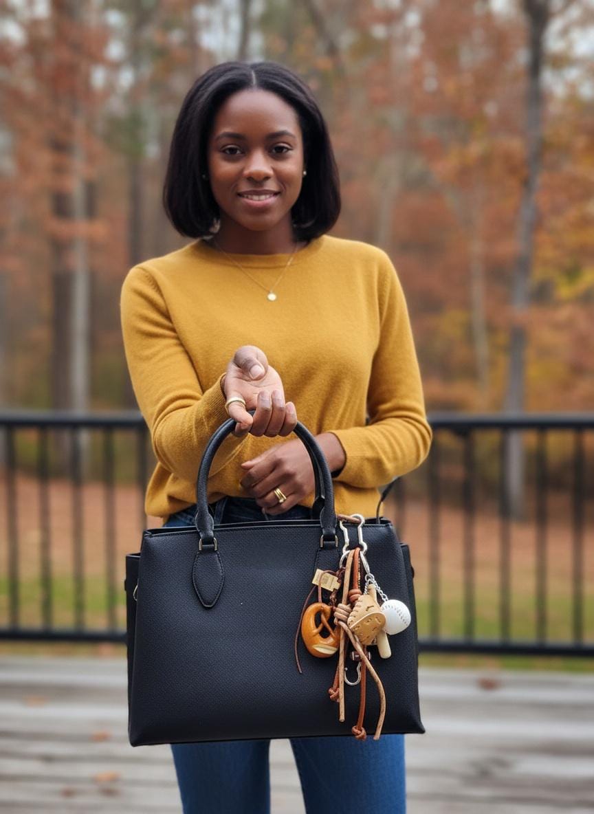 Sports & Snack Lover's Delight Bag Charm - Baseball, Football, and Pretzel Keychain