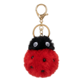 Fluffy Ladybug Pom Pom Bag Charm & Keychain