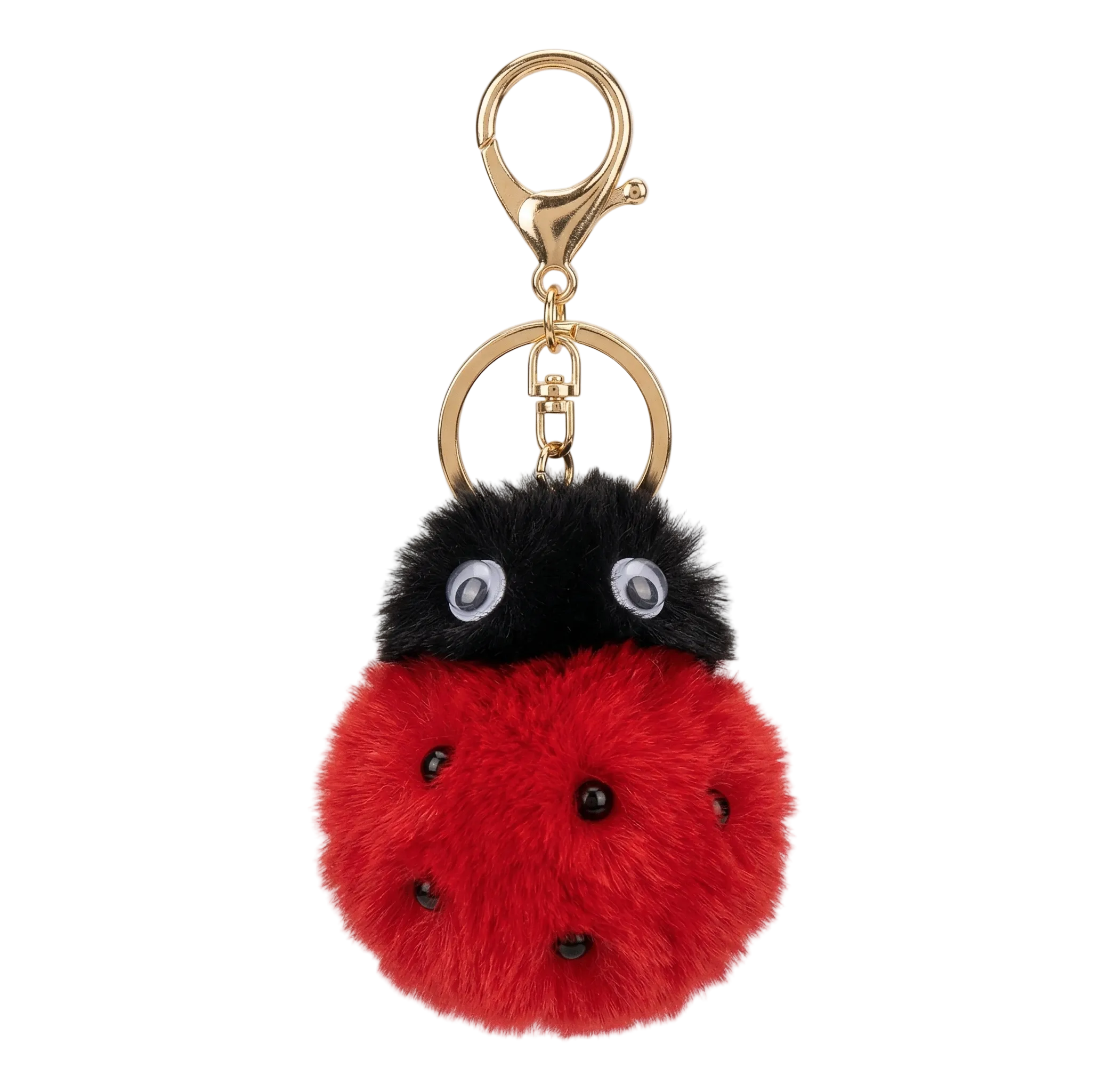 Fluffy Ladybug Pom Pom Bag Charm & Keychain