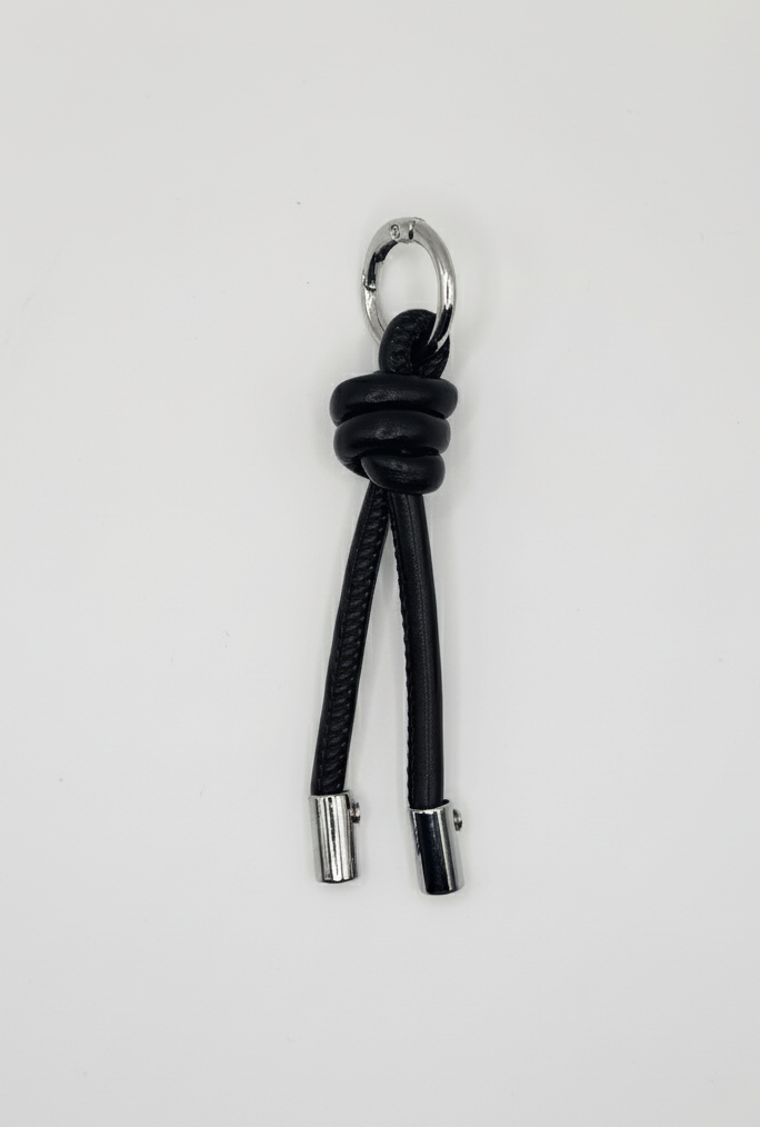The Knot Cord Charm | Sleek Leather & Polished Chrome