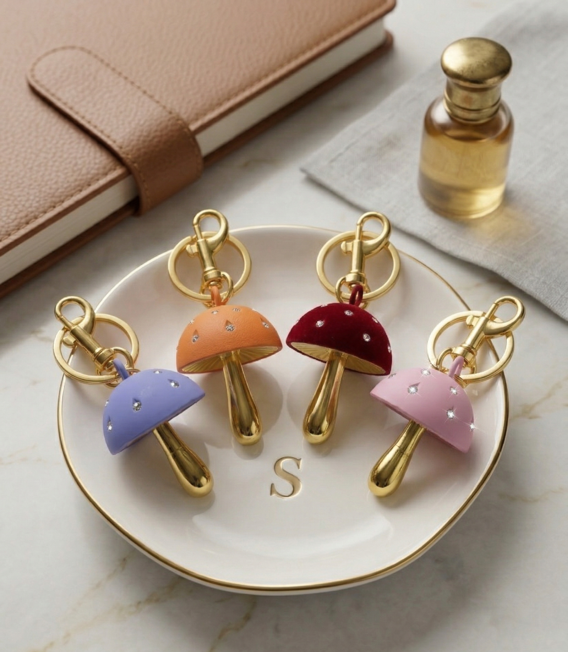 Rhinestone Mushroom Charm