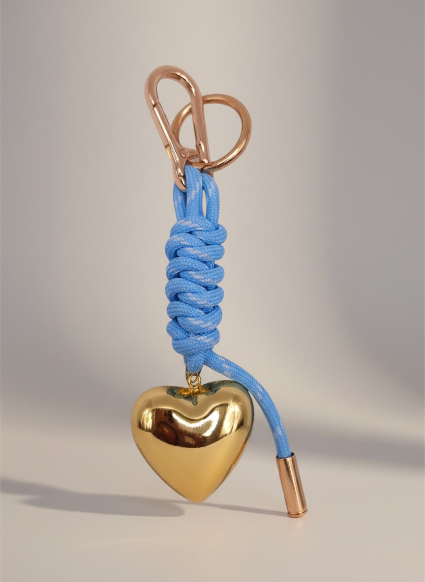 Engraved Gold Heart Monogram Keyring - Paracord and Rose Gold Hardware