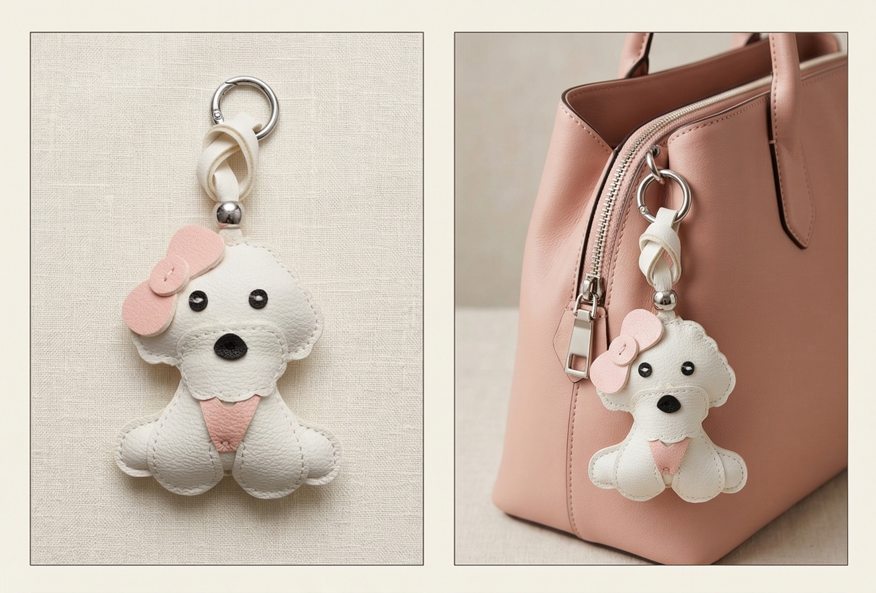 "Bella" The Chic Poodle PU Leather Bag Charm & Keychain