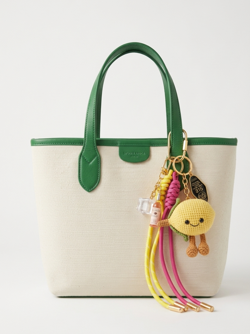 Twisted Lemonade Amigurumi & Macrame Bag Charm | Handcrafted Cocktail Vibe for Your Tote