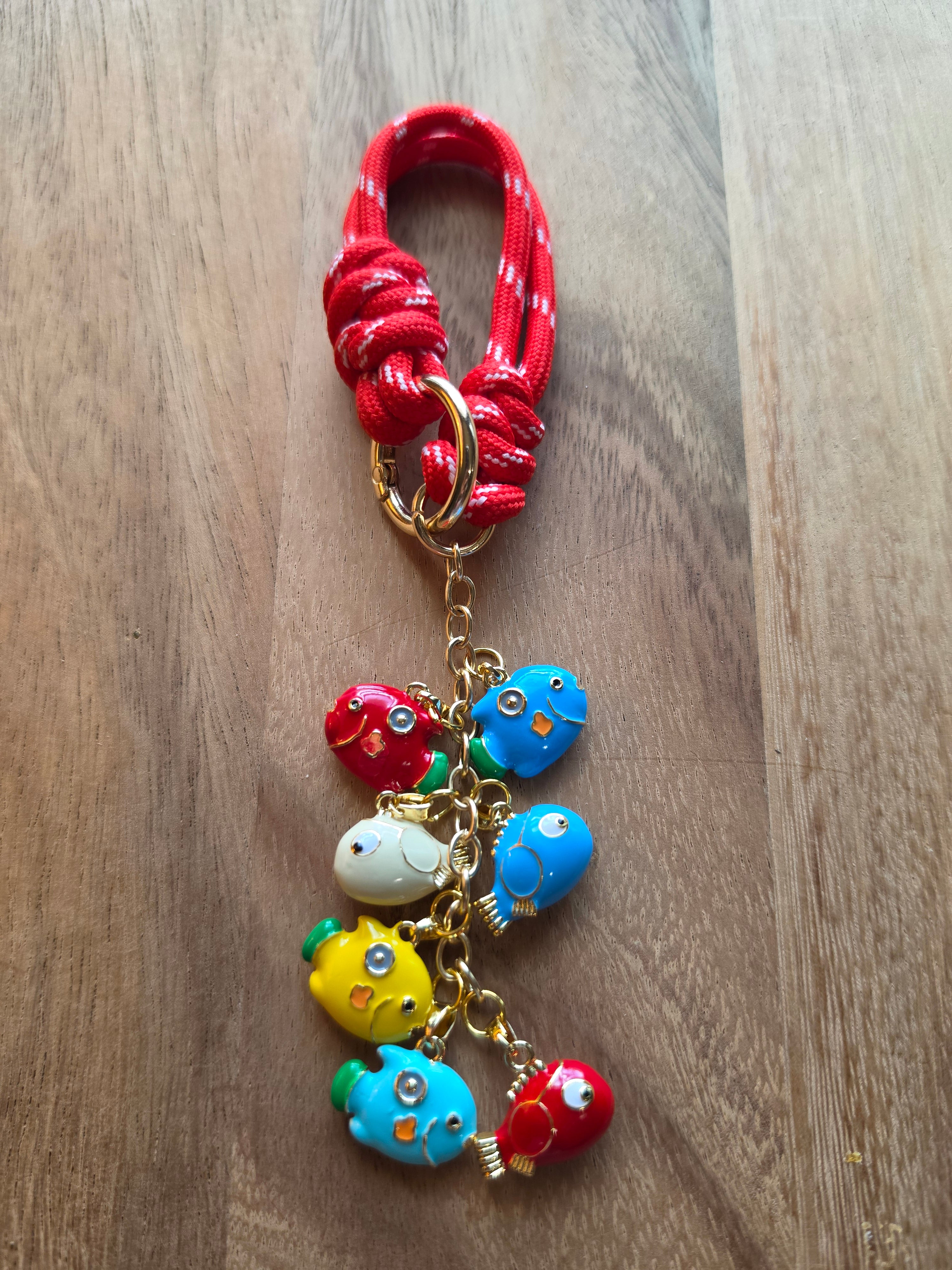 "School of Color" Enamel Fish Bag Charm | The Crimson Paracord