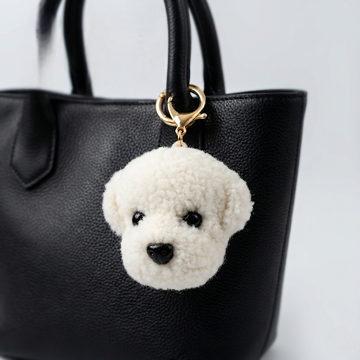 The Cozy Pup: Fluffy Sherpa Dog Head Bag Charm & Keychain