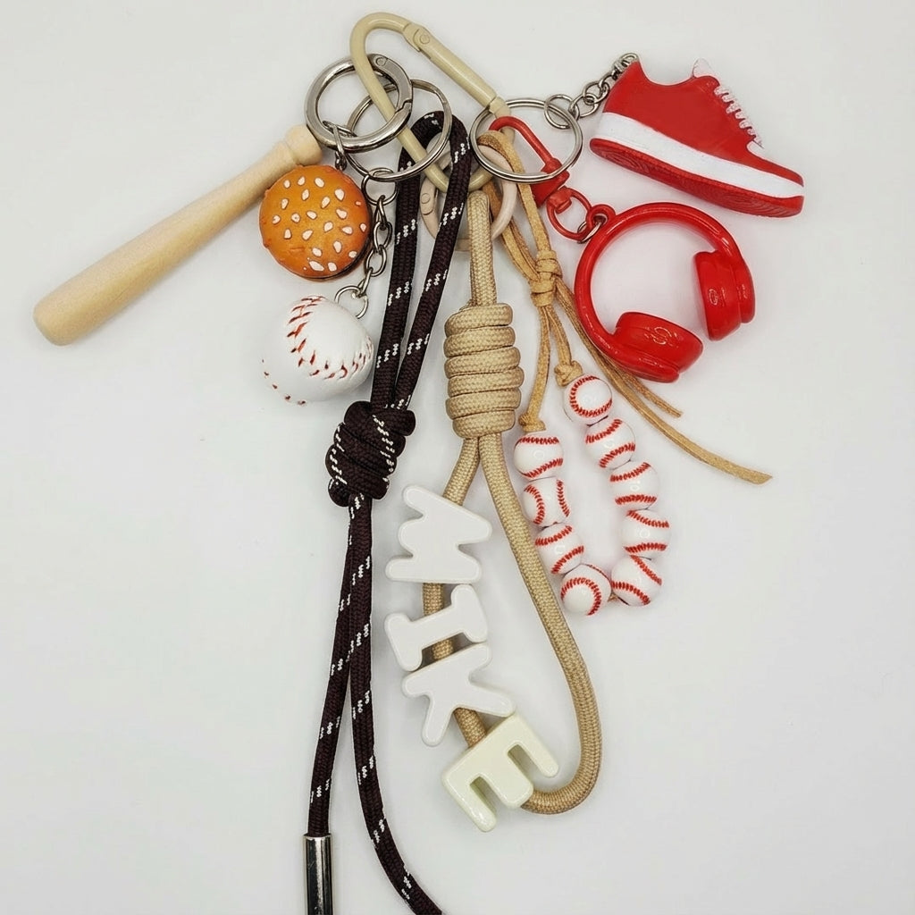 Personalized Baseball Vibe Bag Charm Bundle