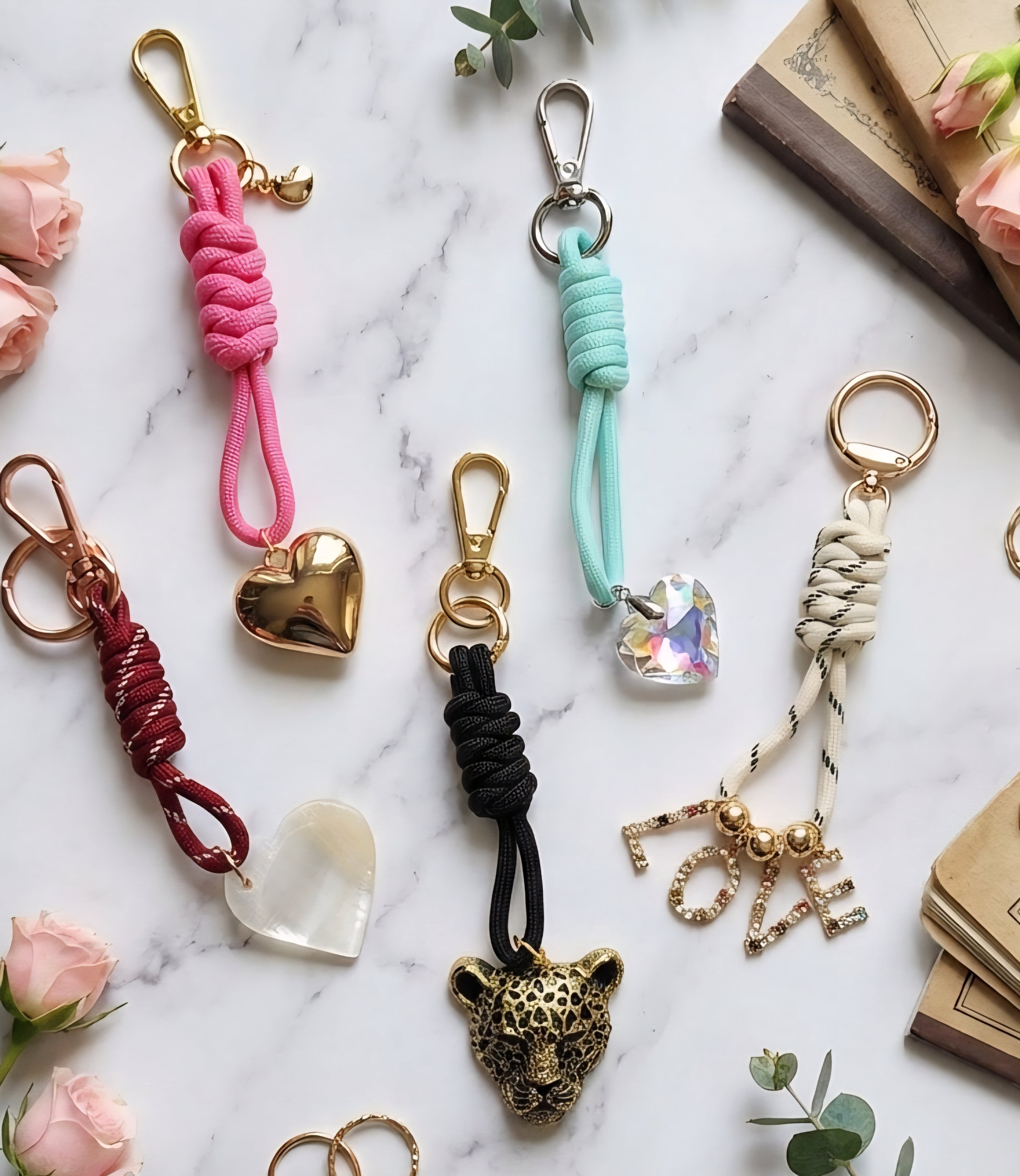 Sparkling "LOVE" Rope Bag Charm & Keychain