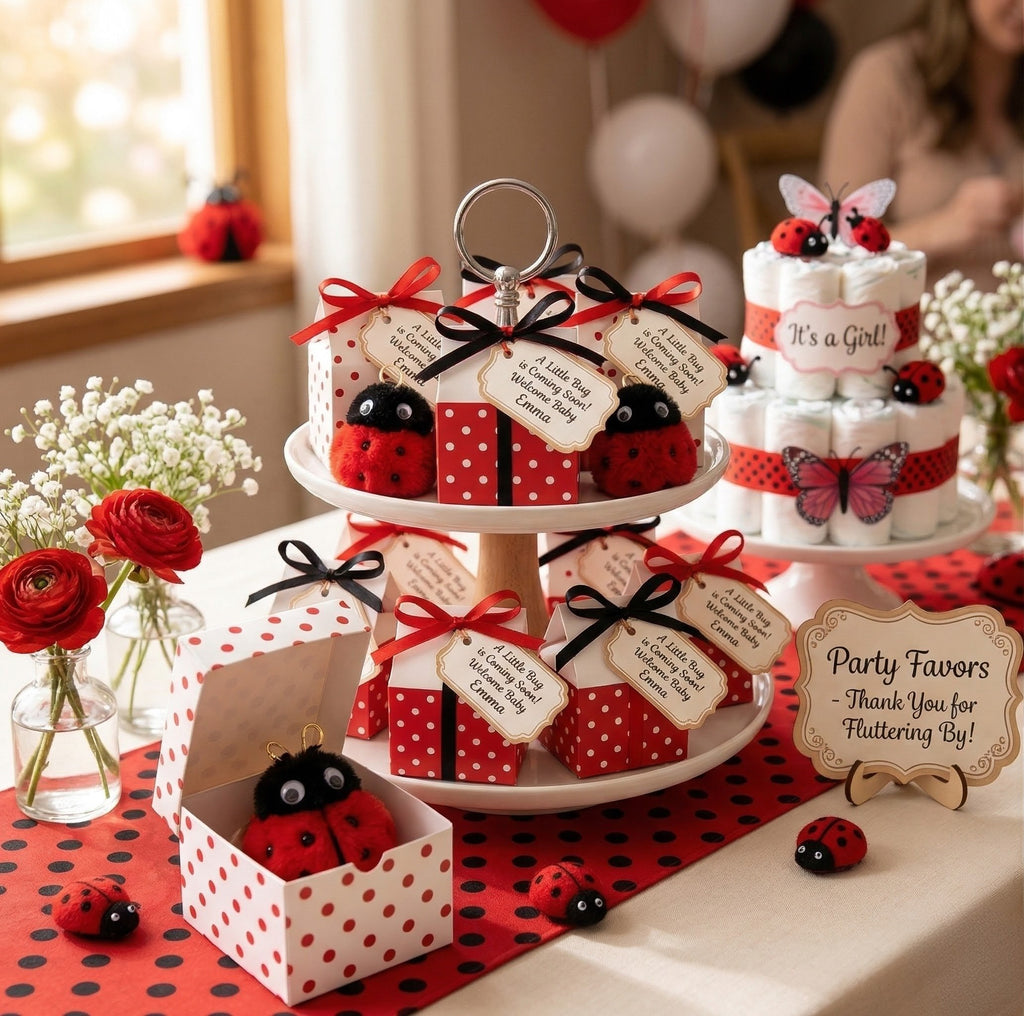 Fluffy Ladybug Pom Pom Bag Charm & Keychain