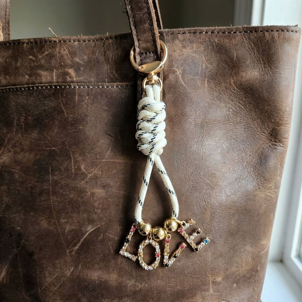 Sparkling "LOVE" Rope Bag Charm & Keychain