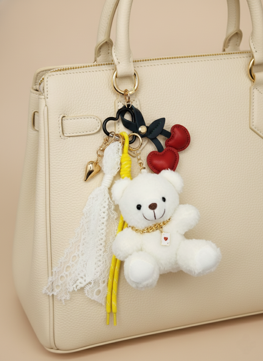 Sweetheart Shaggy Teddy & Cherry Charm Stack