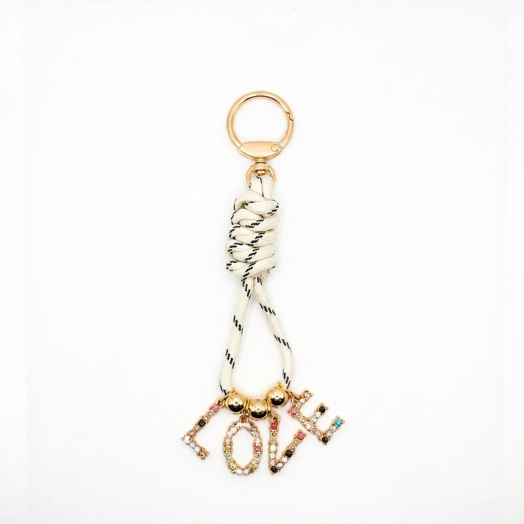 Sparkling "LOVE" Rope Bag Charm & Keychain