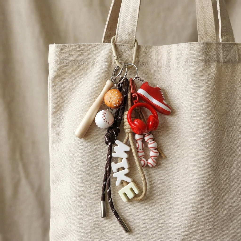 Personalized Baseball Vibe Bag Charm Bundle