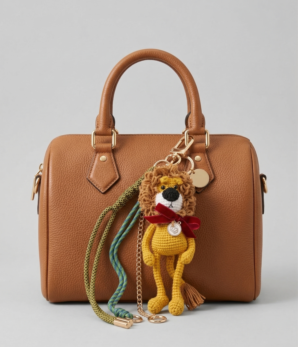Custom Crochet Lion Bag Charm