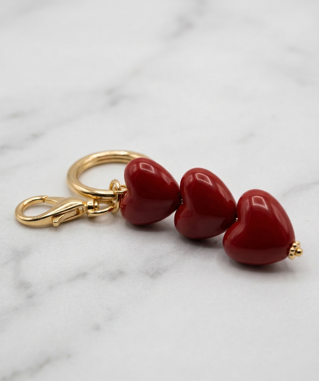 Triple Heart Bag Charm